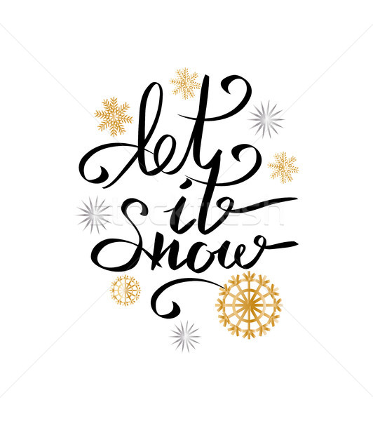 Schnee Inschrift Schneeflocke Schneeflocken isoliert weiß Stock foto © robuart
