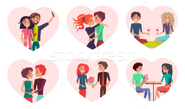 Couples in Love and Happiness Vector Illustration Stock photo © robuart