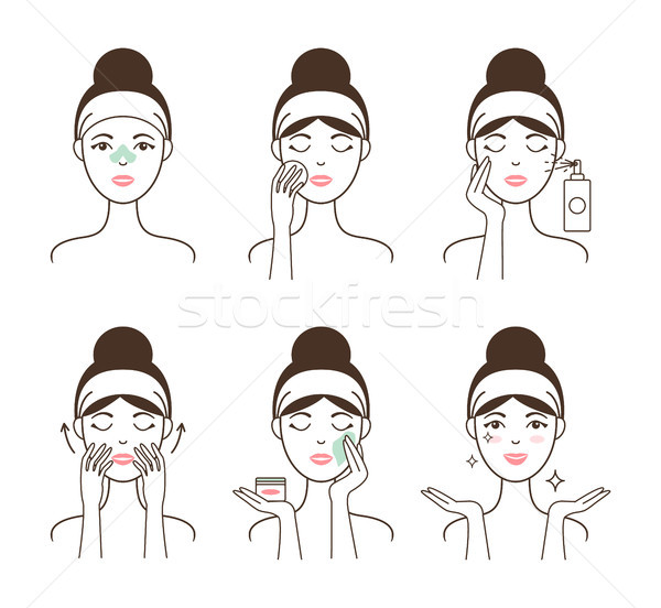 Young Woman Takes Care of Her Skin with Cosmetics Stock photo © robuart