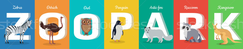 Dierentuin park stijl vector banner horizontaal Stockfoto © robuart