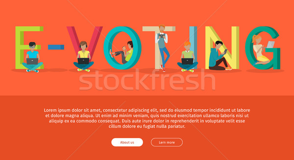 E-voting Concept Web Banner in Flat Design Stock photo © robuart