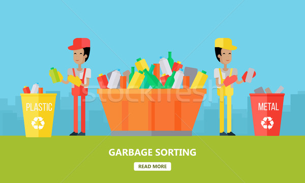 Garbage Sorting. Website Design Template Stock photo © robuart