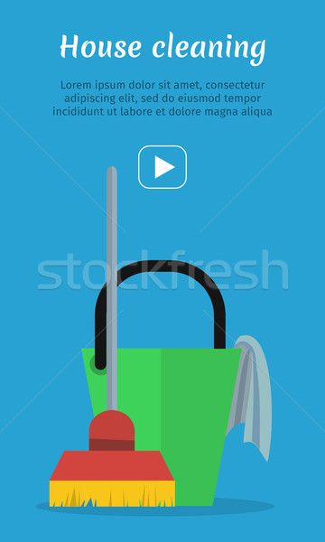 Cleaning Web Banner. Bucket with Duster and Broom Stock photo © robuart