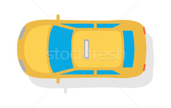 Foto stock: Taxi · coche · superior · vista · estilo · icono · del · vector