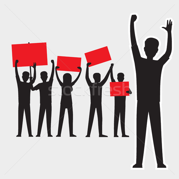 Protesters Silhouettes with Red Streamers Set Stock photo © robuart