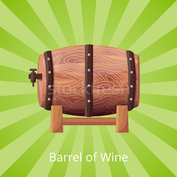 Barrel of Wine Icon Vector Illustration on Green Stock photo © robuart