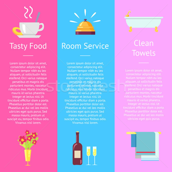 Tasty Food, Room Service and Clean Towel Posters Stock photo © robuart