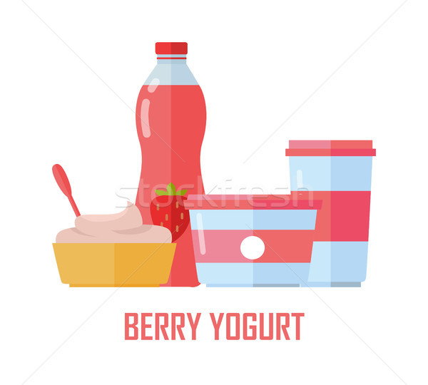 [[stock_photo]]: Berry · yogourt · lait · bannière · production