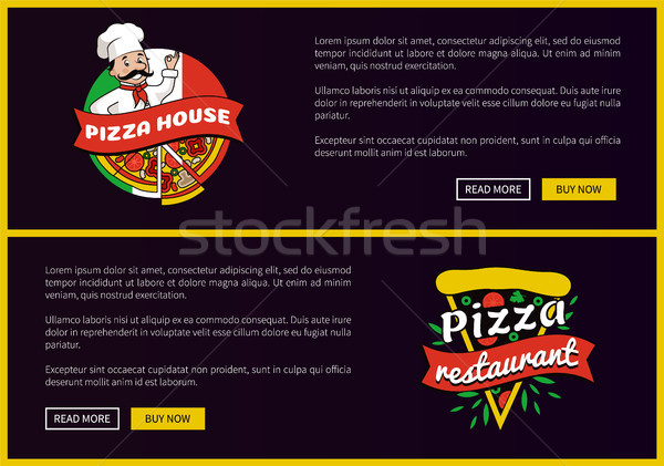 Stock foto: Pizza · Haus · Restaurant · Werbe- · Banner · Set