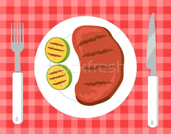 Steak and Vegetables Picnic Vector Illustration Stock photo © robuart