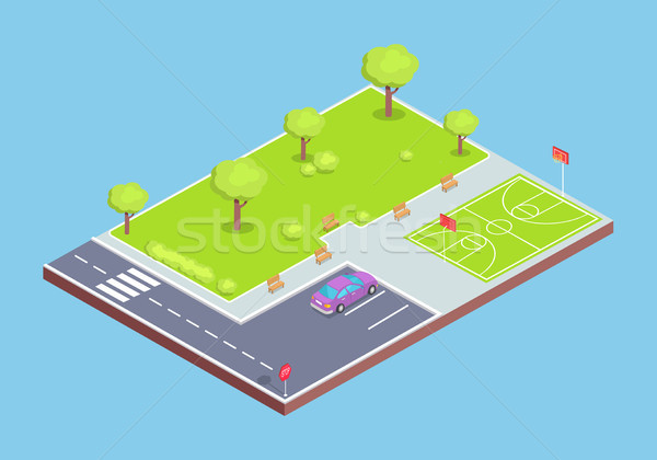 Park, Parking Lot and Sports Field Illustration Stock photo © robuart