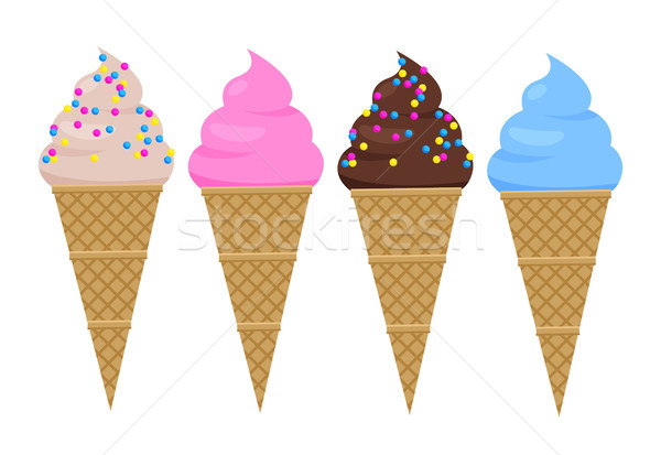 Delicioso helado crujiente cono establecer hielo Foto stock © robuart