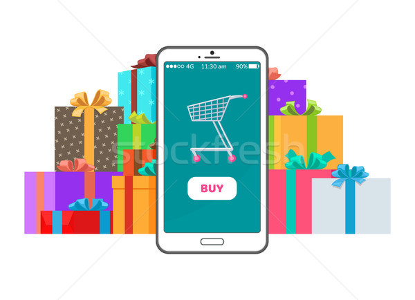 Buy Button on Smartphone, Exclusive Offer Shopping Stock photo © robuart