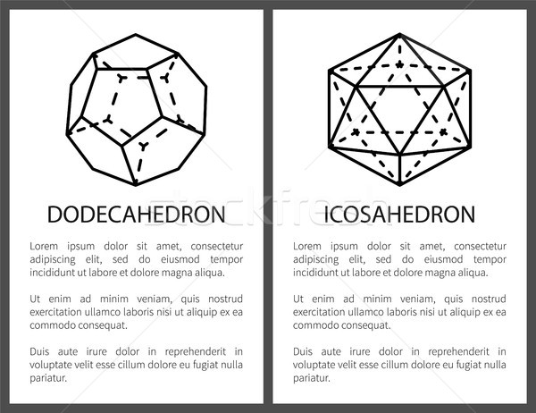 Dodecahedron and Icosahedron Black Templates Card Stock photo © robuart