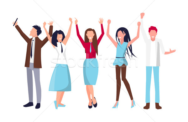 People Raising Their Hands on Vector Illustration Stock photo © robuart