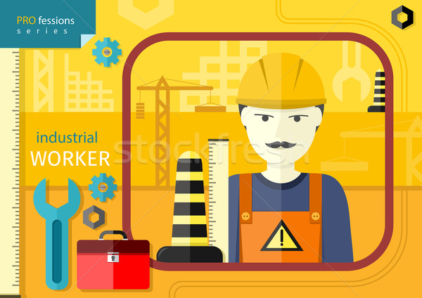 Ipari munkás munkaruha sisak foglalkozások gyártás Stock fotó © robuart