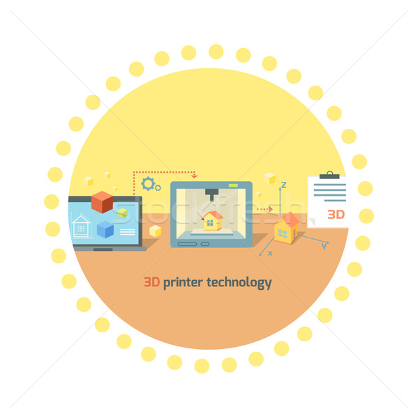 Printer technologie icon ontwerp 3D toekomst Stockfoto © robuart
