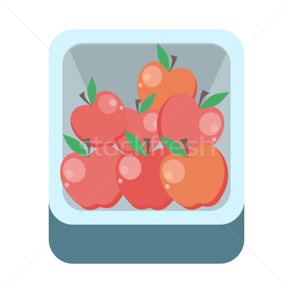 Apples  in Tray Flat Design Illustration.   Stock photo © robuart