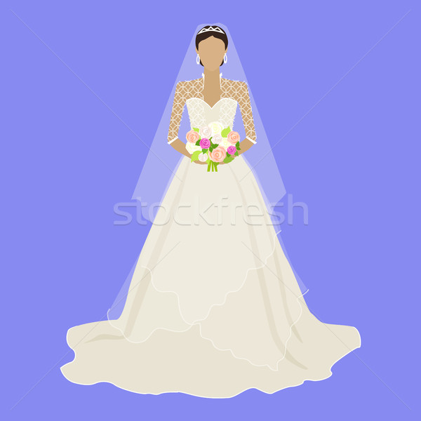 Fashion Bride in Luxury Dress Isolated Female Stock photo © robuart