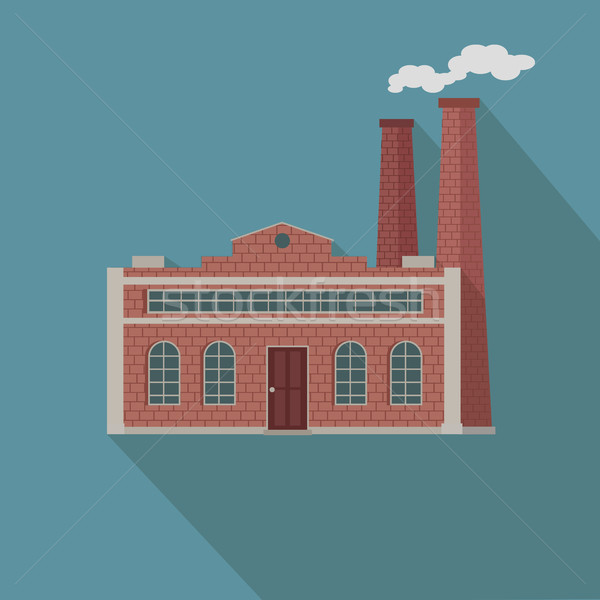 Factory with Long Shadow in Flat Style. Manufacturer Stock photo © robuart