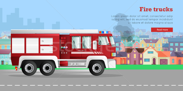 Fire Trucks Vector Flat Web Banner Stock photo © robuart