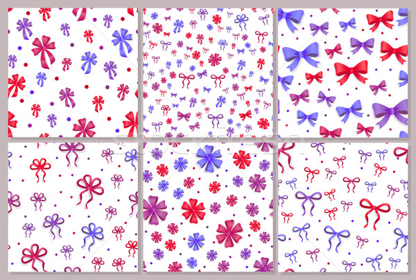 Stock photo: Set of Seamless Patterns with Bows Isolated.