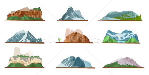 Mountain Icons Set. Various Types of Pile Hills Stock photo © robuart