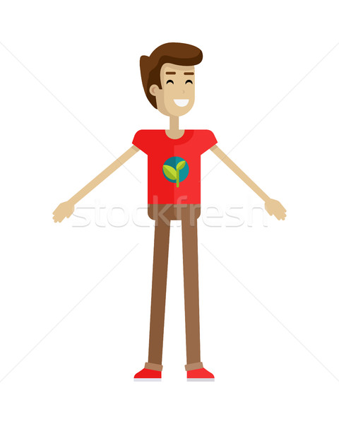 Hombre cara feliz rojo camiseta marrón Foto stock © robuart