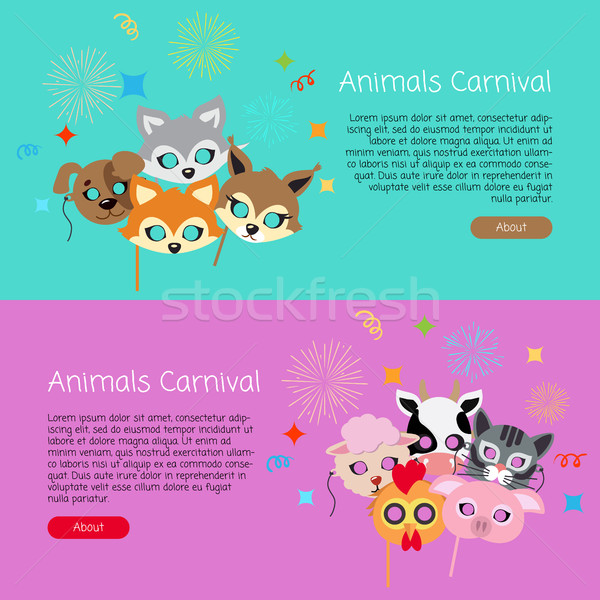 Animals Carnival. Collection of Face Masks for Kids Stock photo © robuart