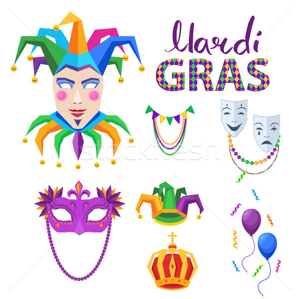 Magri Gras Carnival Vector Concept with Masks Stock photo © robuart