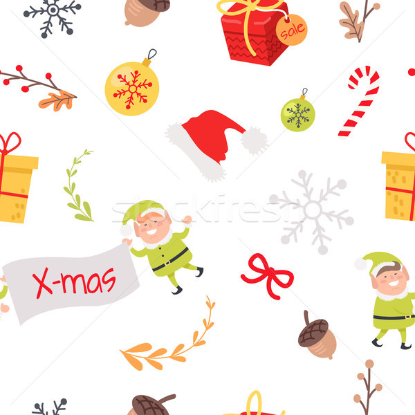 Wallpaper Design with Elves, Acorns and Branches Stock photo © robuart