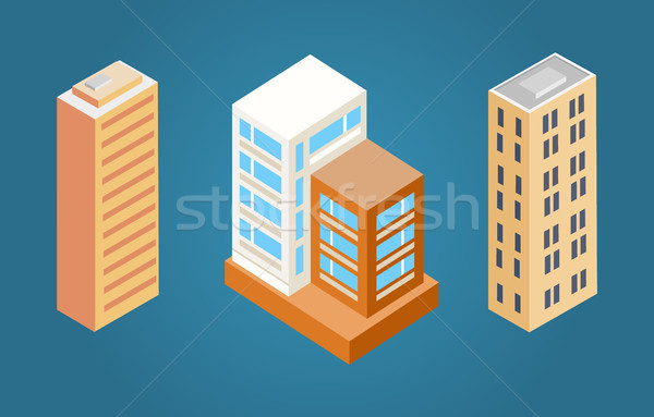 Сток-фото: зданий · набор · высокий · домах · Windows