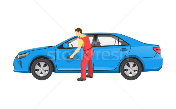 Mechanic in Uniform Washes Car After Repairment Stock photo © robuart