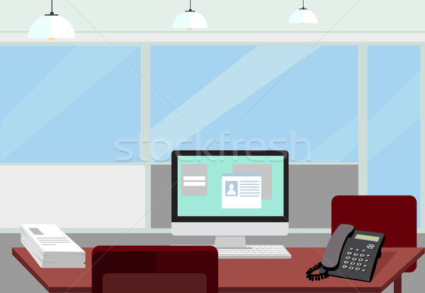 Belső iroda illusztráció terv modern belsőépítész Stock fotó © robuart