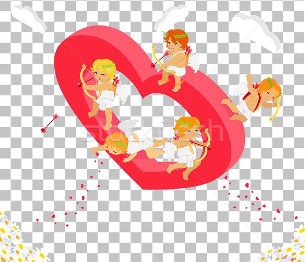 バレンタインデー 3D アイソメトリック 天使 弓 日 ストックフォト © robuart