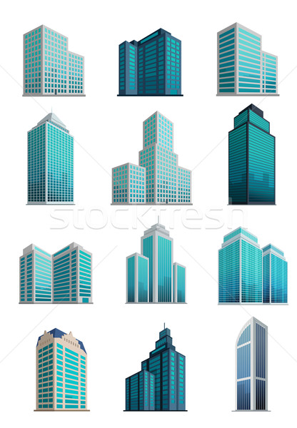 Set Icons Skyscrapers Buildings Stock photo © robuart