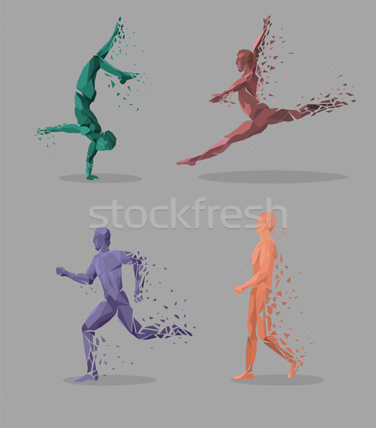 Geometrik parçacık çalıştırmak dans insanlar renkli Stok fotoğraf © robuart