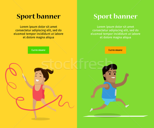 Stockfoto: Artistiek · gymnastiek · atletiek · sport · sjabloon · banner