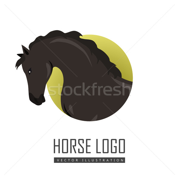 Ló terv fekete stílus vektor logo Stock fotó © robuart