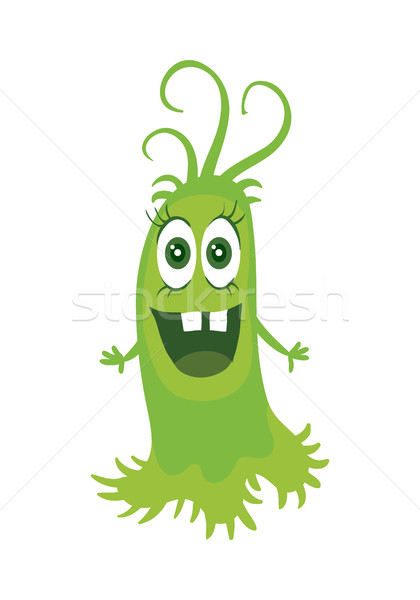 Cartoon Green Monster. Funny Smiling Germ Stock photo © robuart