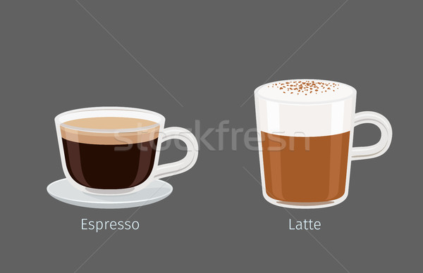 Stock photo: Latte and Espresso Coffee Drinks Illustration