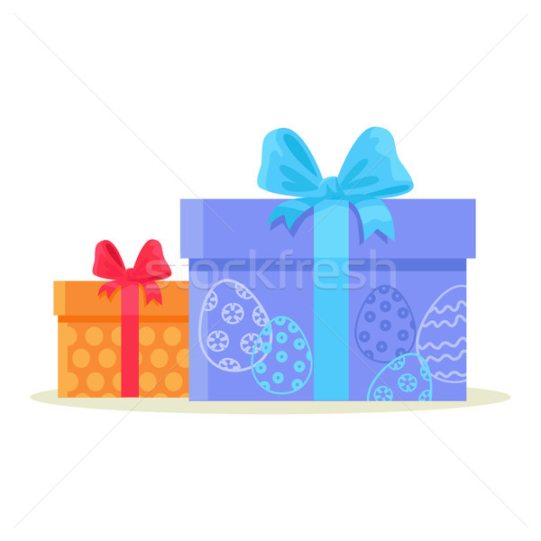 Happy Easter Gift Boxes Isolated on White Vector Stock photo © robuart