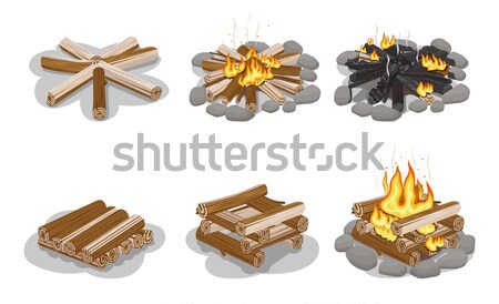 Brown and Black Firewood Set Isolated on White Stock photo © robuart