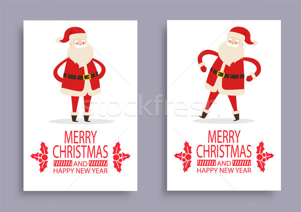 Happy New Year and Merry Xmas Poster with Santa Stock photo © robuart