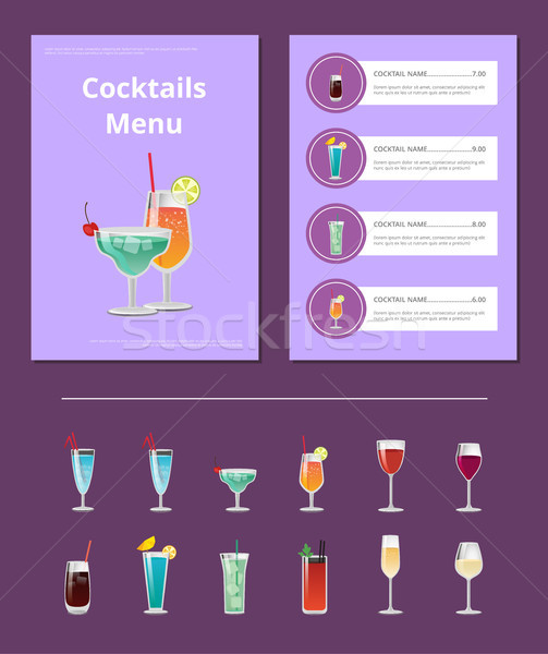 Stockfoto: Cocktail · menu · advertentie · poster · prijzen · dranken