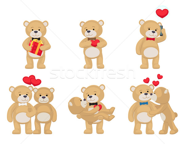 Liebe me Teddybären Vektor Herz Zeichen Stock foto © robuart