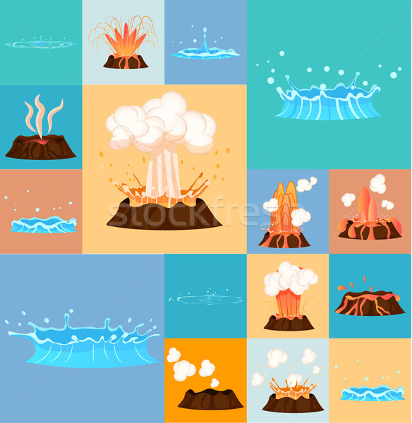 Concept of Active Volcano and Geyser in Action Stock photo © robuart