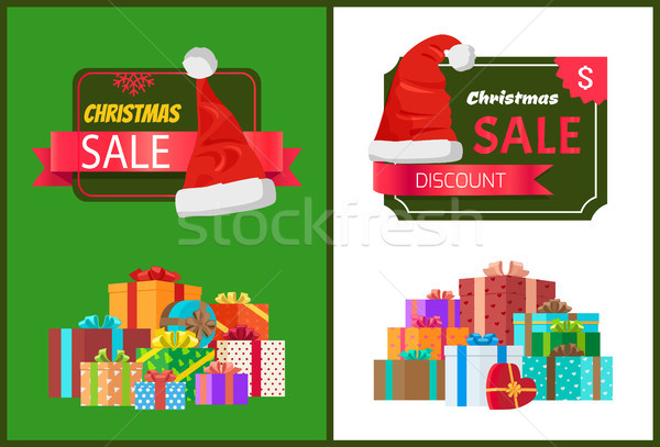 Рождества продажи плакат настоящее рекламный Label Сток-фото © robuart