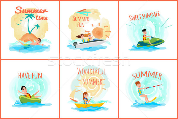 Summer Time Posters Collection Vector Illustration Stock photo © robuart
