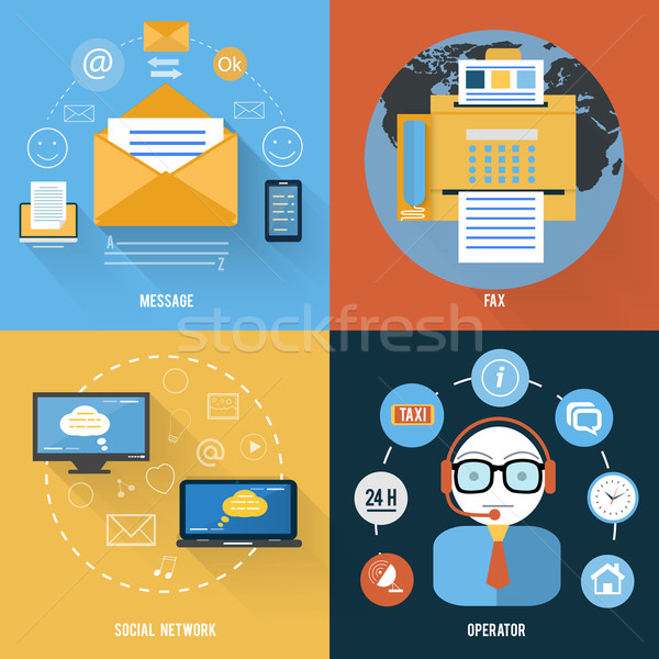 Message, fax, social network and support icons Stock photo © robuart